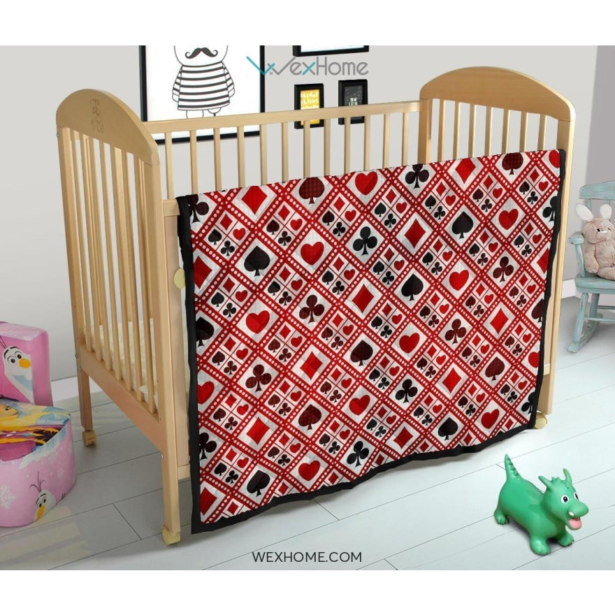 Casino Cards Suits Pattern Print Design 03 Premium Quilt