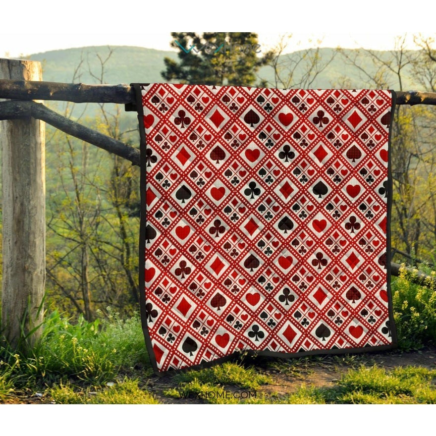 Casino Cards Suits Pattern Print Design 03 Premium Quilt