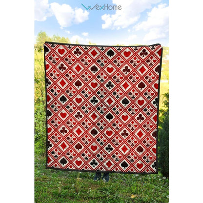 Casino Cards Suits Pattern Print Design 03 Premium Quilt