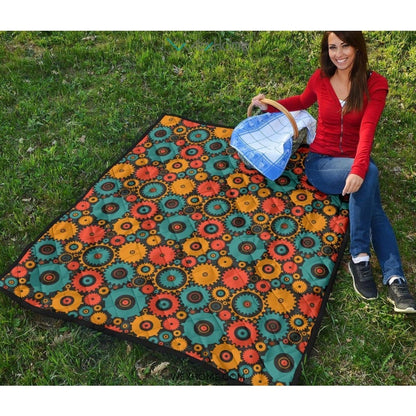 Gear Pattern Print Design 01 Premium Quilt
