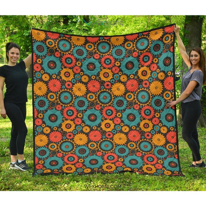 Gear Pattern Print Design 01 Premium Quilt
