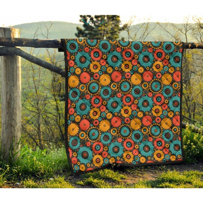 Gear Pattern Print Design 01 Premium Quilt