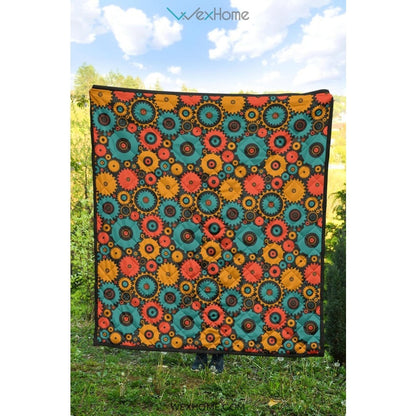 Gear Pattern Print Design 01 Premium Quilt
