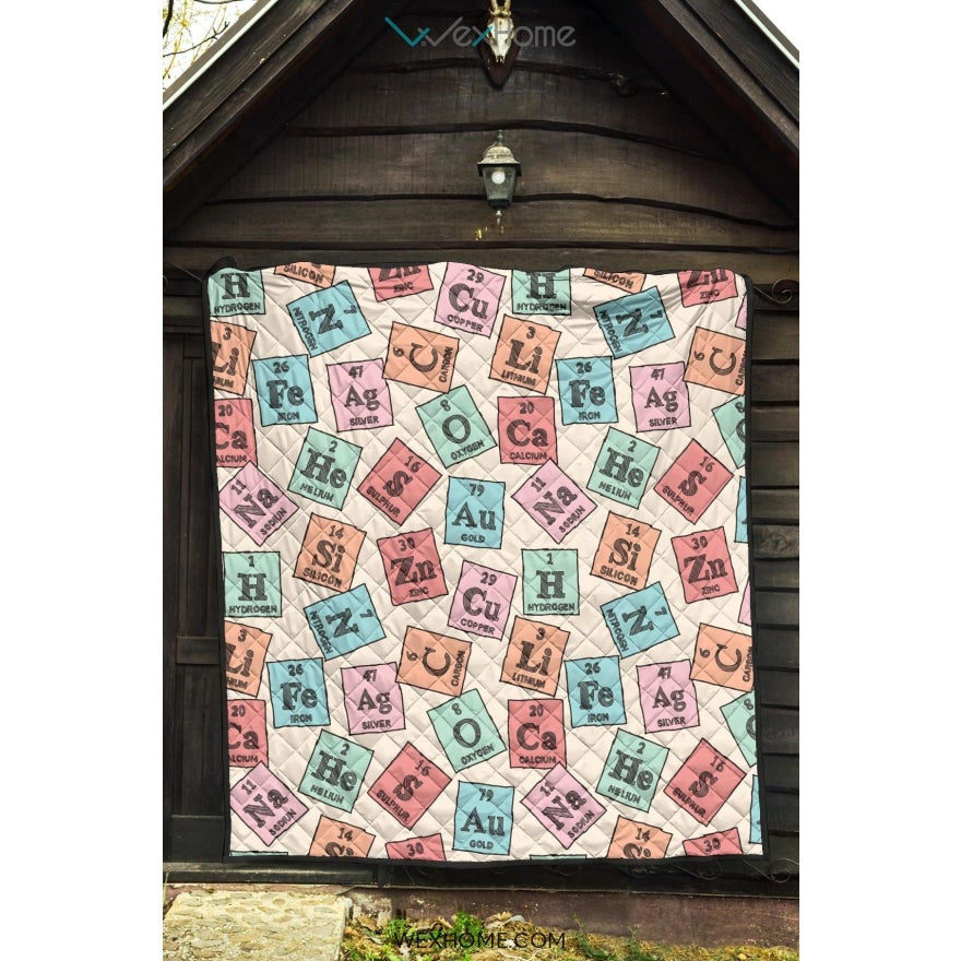 Chemistry Periodic Table Pattern Print Design 02 Premium Quilt