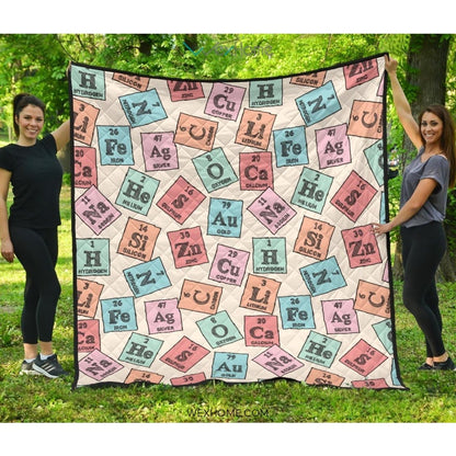 Chemistry Periodic Table Pattern Print Design 02 Premium Quilt