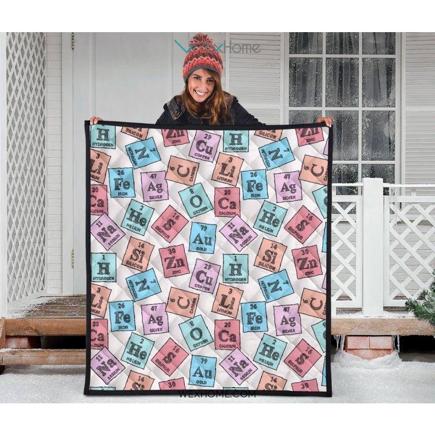Chemistry Periodic Table Pattern Print Design 02 Premium Quilt
