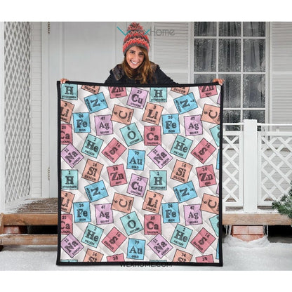 Chemistry Periodic Table Pattern Print Design 02 Premium Quilt