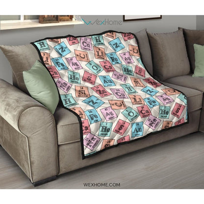 Chemistry Periodic Table Pattern Print Design 02 Premium Quilt