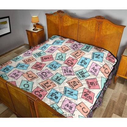 Chemistry Periodic Table Pattern Print Design 02 Premium Quilt
