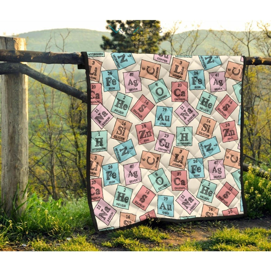 Chemistry Periodic Table Pattern Print Design 02 Premium Quilt
