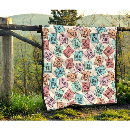 Chemistry Periodic Table Pattern Print Design 02 Premium Quilt