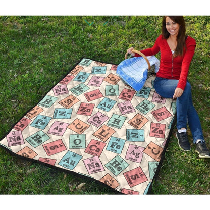 Chemistry Periodic Table Pattern Print Design 02 Premium Quilt