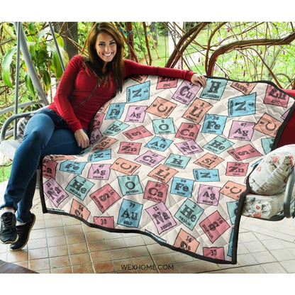 Chemistry Periodic Table Pattern Print Design 02 Premium Quilt