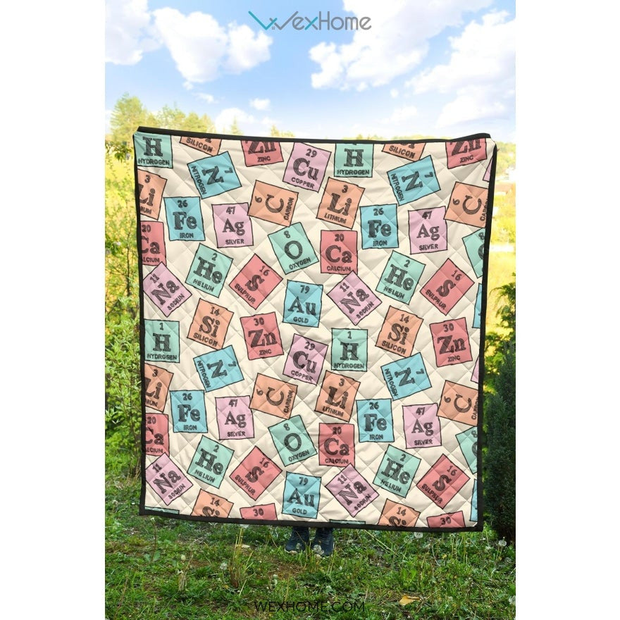 Chemistry Periodic Table Pattern Print Design 02 Premium Quilt