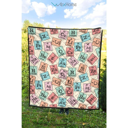 Chemistry Periodic Table Pattern Print Design 02 Premium Quilt