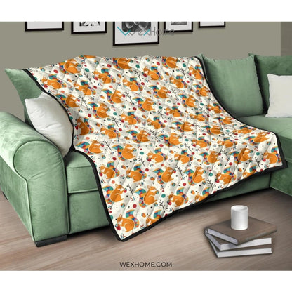 Squirrel Pattern Print Design 04 Premium Quilt