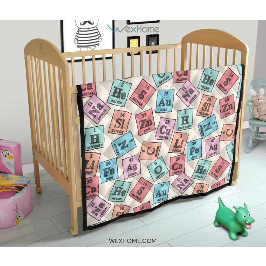 Chemistry Periodic Table Pattern Print Design 02 Premium Quilt