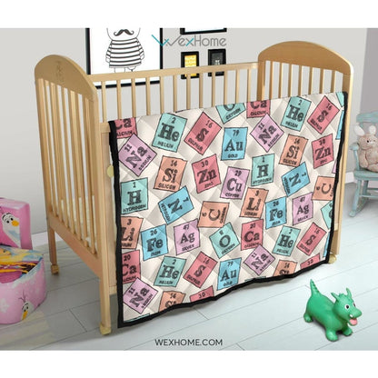 Chemistry Periodic Table Pattern Print Design 02 Premium Quilt