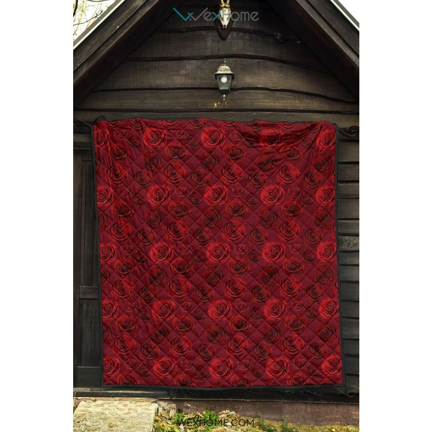 Rose Pattern Print Design 03 Premium Quilt