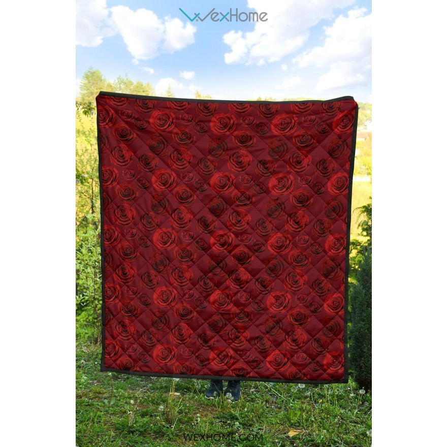 Rose Pattern Print Design 03 Premium Quilt