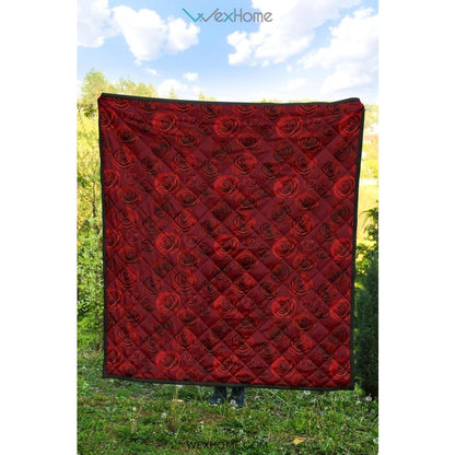 Rose Pattern Print Design 03 Premium Quilt