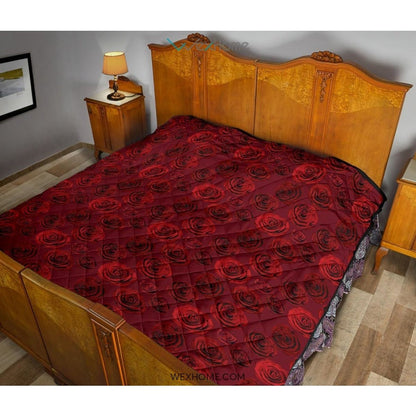 Rose Pattern Print Design 03 Premium Quilt