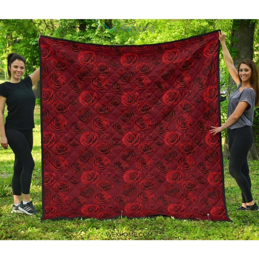 Rose Pattern Print Design 03 Premium Quilt