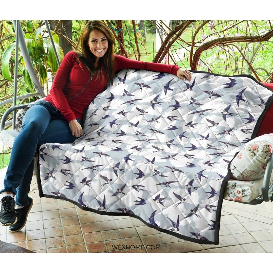 Swallow Pattern Print Design 05 Premium Quilt