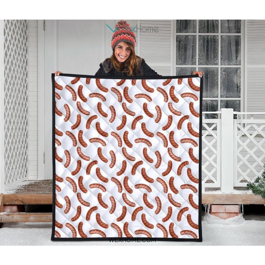Sausage Pattern Print Design 04 Premium Quilt