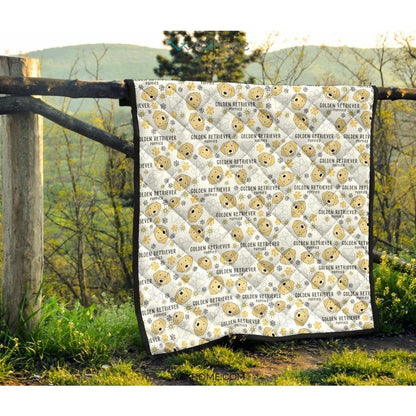 Golden Retriever Pattern Print Design 04 Premium Quilt