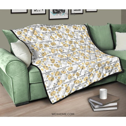 Golden Retriever Pattern Print Design 04 Premium Quilt