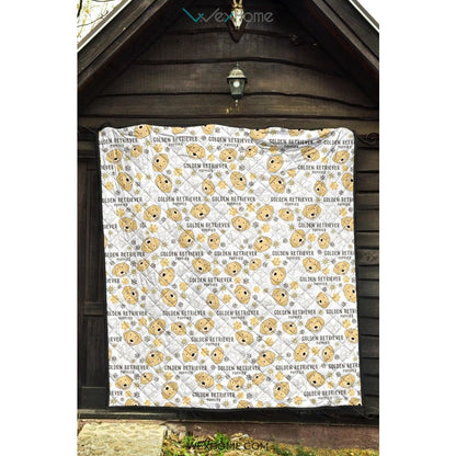 Golden Retriever Pattern Print Design 04 Premium Quilt
