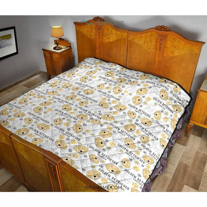 Golden Retriever Pattern Print Design 04 Premium Quilt