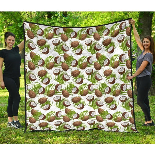 Coconut Pattern Print Design 04 Premium Quilt