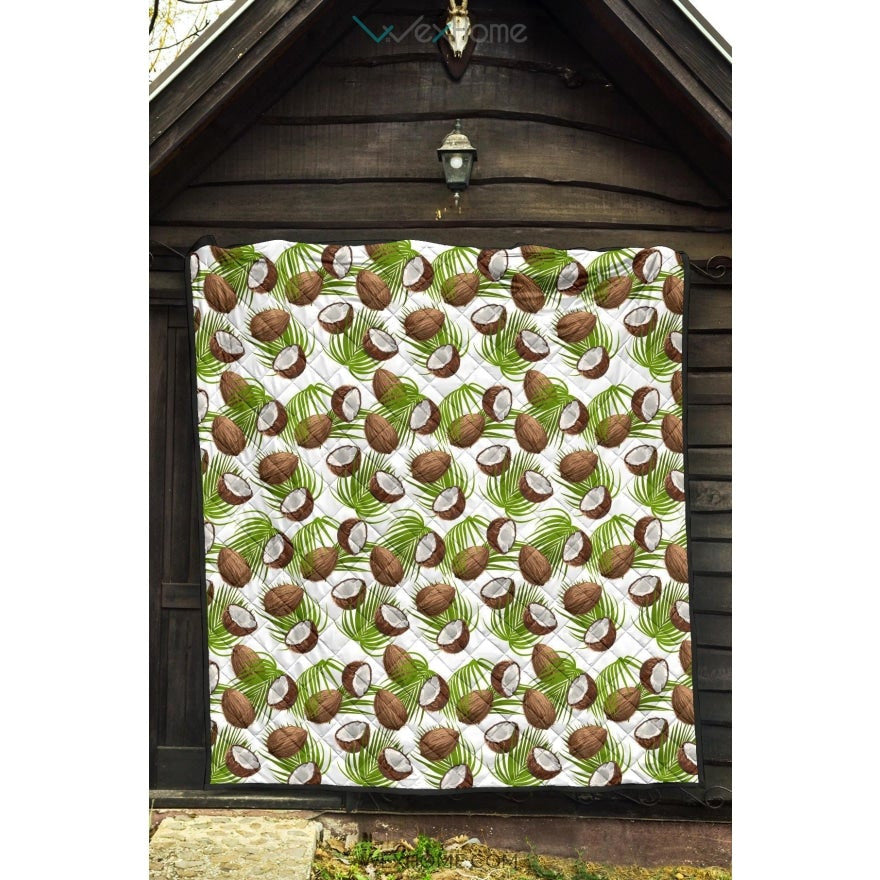 Coconut Pattern Print Design 04 Premium Quilt