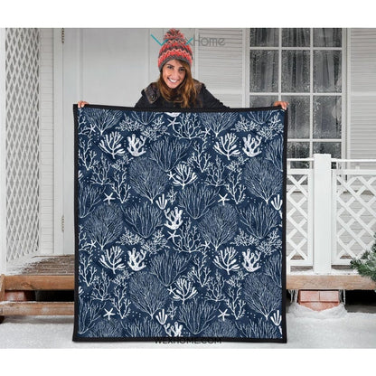 Coral Reef Pattern Print Design 05 Premium Quilt