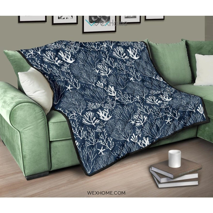 Coral Reef Pattern Print Design 05 Premium Quilt