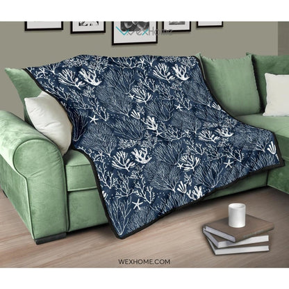 Coral Reef Pattern Print Design 05 Premium Quilt