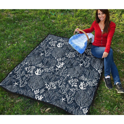 Coral Reef Pattern Print Design 05 Premium Quilt