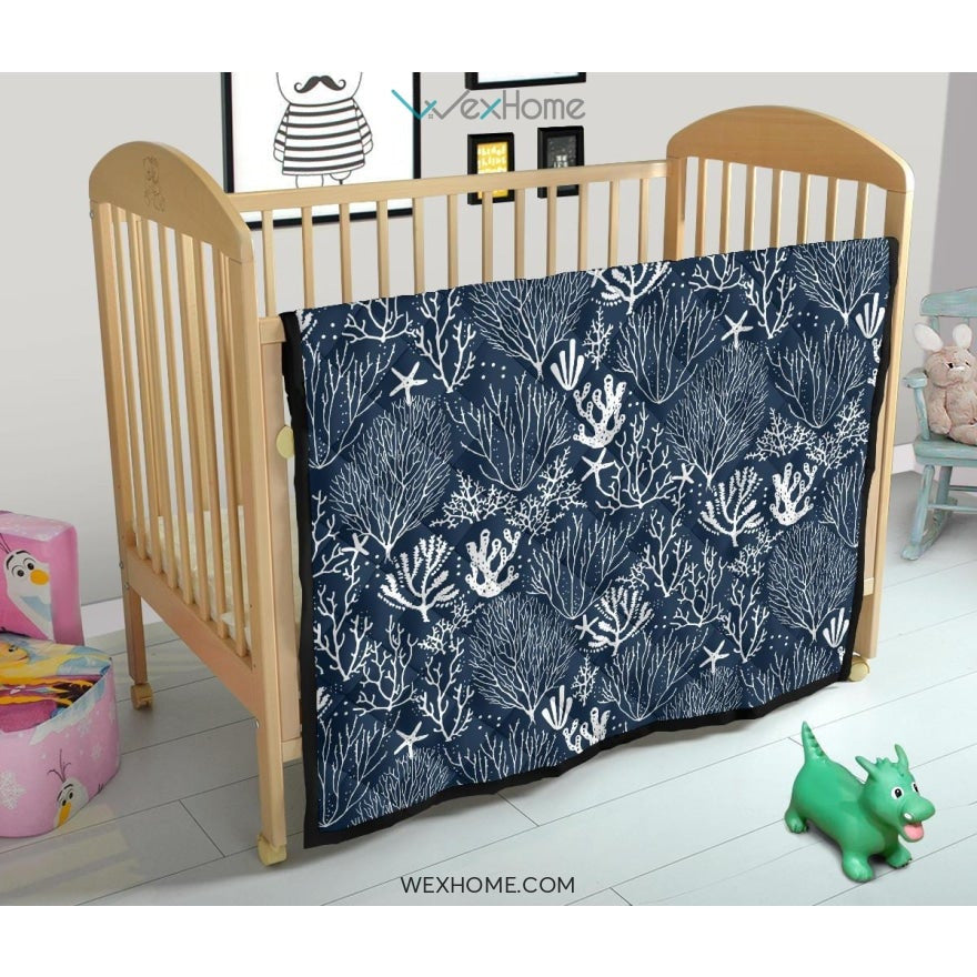 Coral Reef Pattern Print Design 05 Premium Quilt