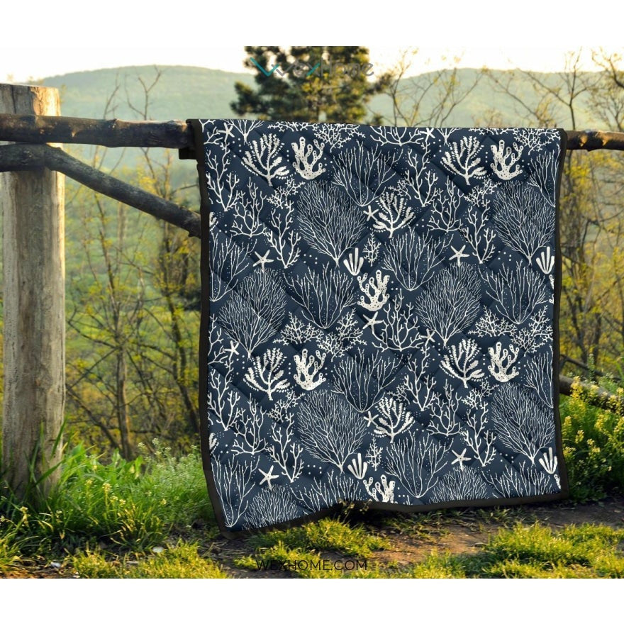 Coral Reef Pattern Print Design 05 Premium Quilt