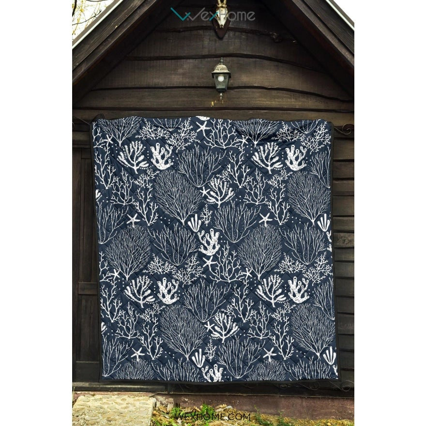 Coral Reef Pattern Print Design 05 Premium Quilt