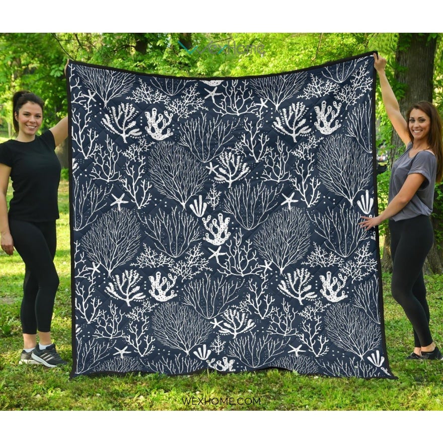 Coral Reef Pattern Print Design 05 Premium Quilt