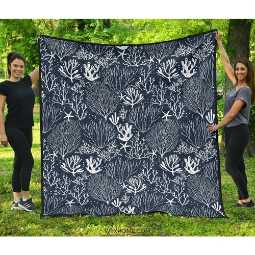 Coral Reef Pattern Print Design 05 Premium Quilt