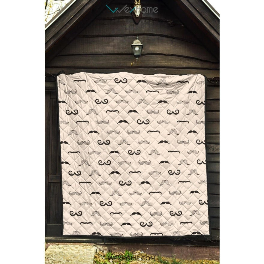 Mustache Beard Pattern Print Design 05 Premium Quilt