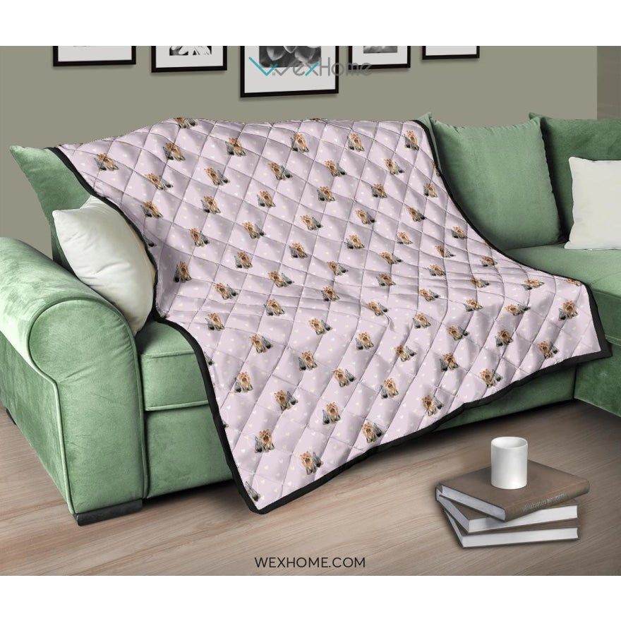 Yorkshire Terrier Pattern Print Design 02 Premium Quilt