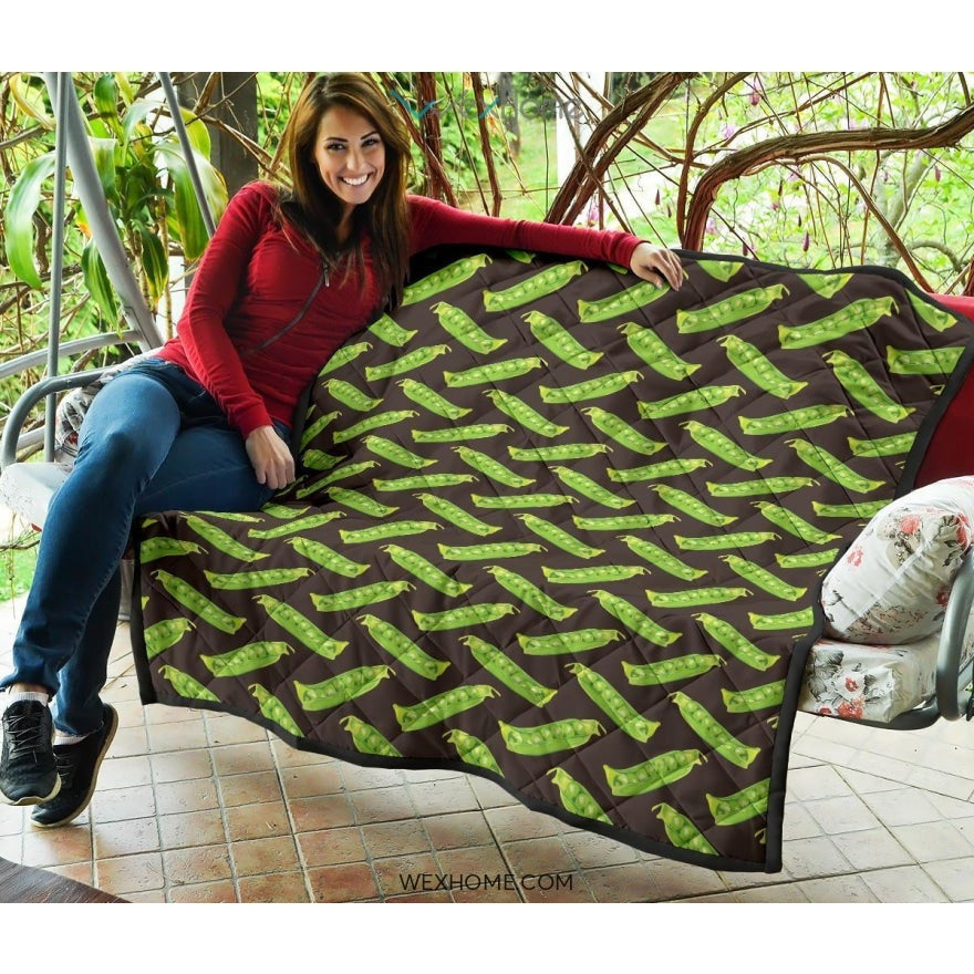 Green Peas Pattern Print Design 05 Premium Quilt