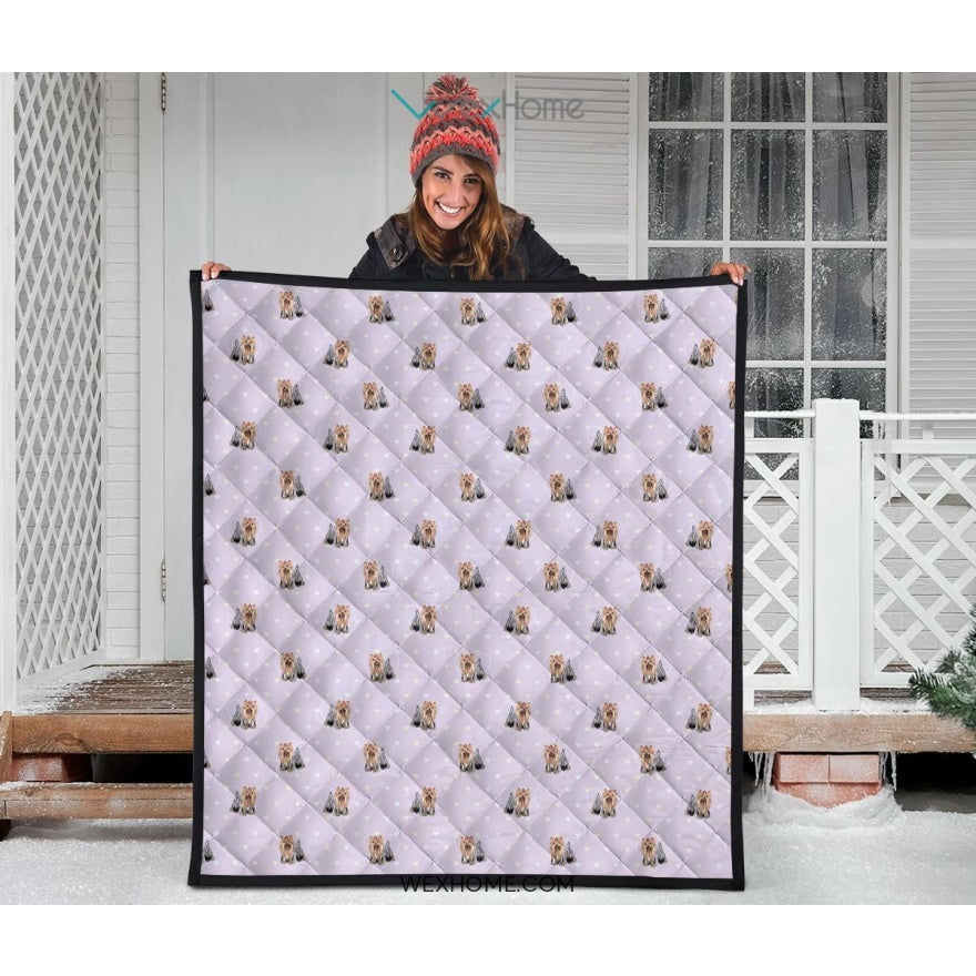 Yorkshire Terrier Pattern Print Design 02 Premium Quilt