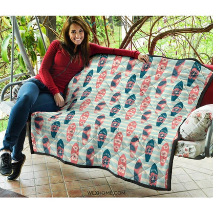 Surfboard Pattern Print Design 02 Premium Quilt