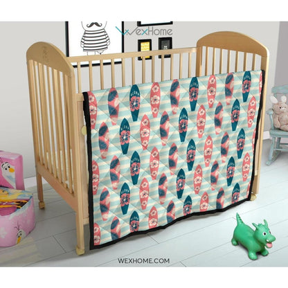Surfboard Pattern Print Design 02 Premium Quilt